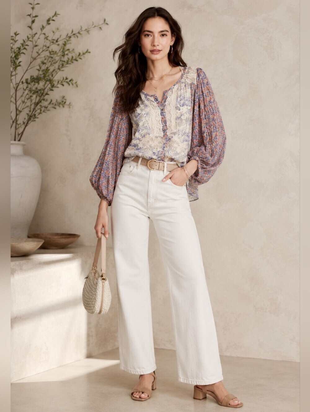 Anthropologie HD IN PARIS Chinoiserie Peasant Blouse Asian Floral Boho